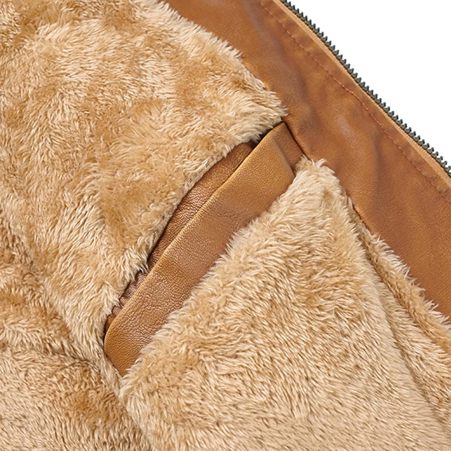 Men's Faux Leather Jacket Stand Collar Motorcycle Bomber Jackets with Hood Wnter Velvet Leather Zipper Pocket Hoodies