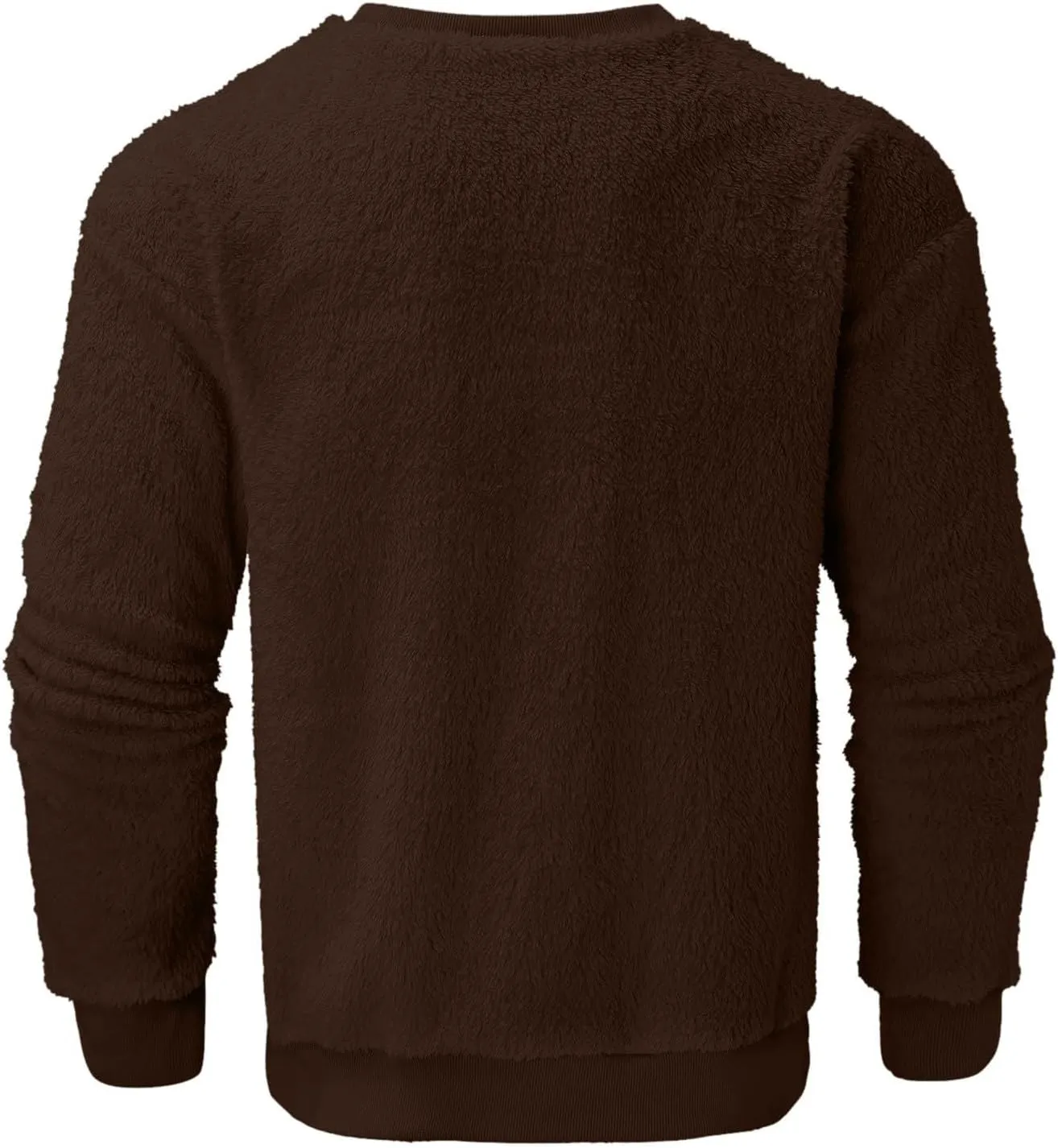 Mens Fleece Crewneck Sweatshirts Fuzzy Sherpa Sweatshirt Long Sleeve Fluffy Pullover Cozy Basic Fall Winter Warm Tops