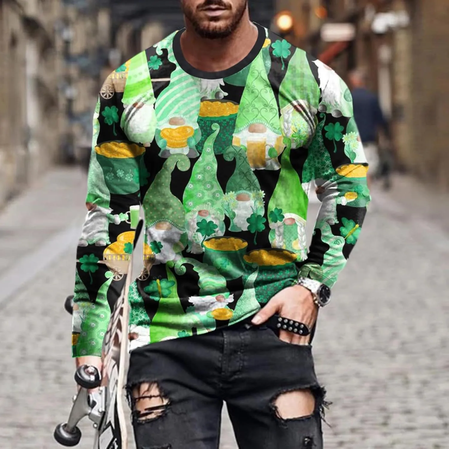 Men's Fleece Crewneck Sweatshirts Loose Oversize Zipper Solid Color Stand Collar Hoodless Pullover Oversized Hoodie
