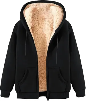 Men's Fleece Lined Thick Warm Full Zip Swaetshirts Fall Winter Trendy Fuzzy Hooded Jacket Casual Comfy Fashion Coat