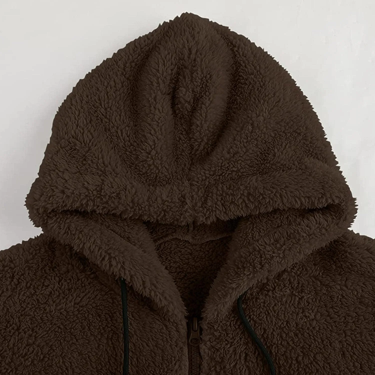 Mens Fuzzy Sherpa Jacket Hoodie Fluffy Fleece Open Front Cardigan Full Zip Up Soft Coat Fall Outwear with Pockets