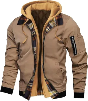 Mens Hoodies Zip Up Jacket Casual Zipper Thicken Coat Winter Warm Quilted Jackets Hooded Thermal Outdoor Coats for Men