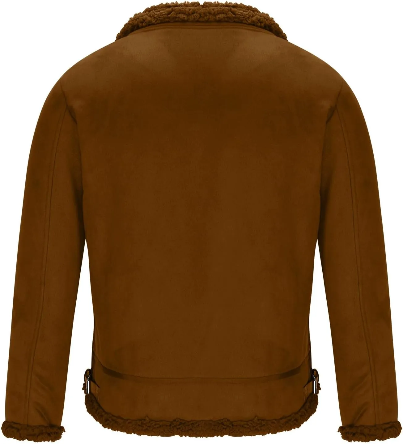Men's Leather Cotton Cargo Jacket Winter Sherpa Fleece Lined Work Jacket Coats Lapel Collar Motorcycle Classic Jackets