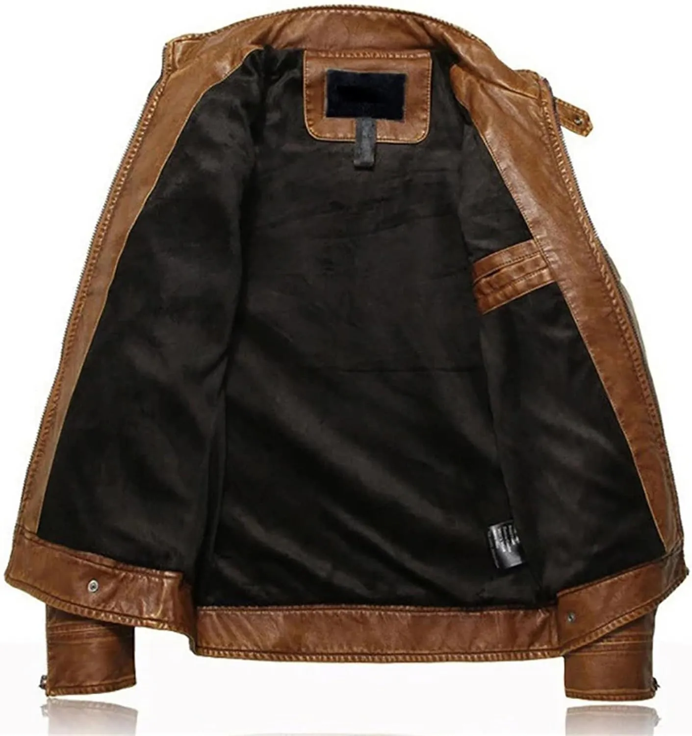 Men's Leather Jacket Coat Male Classic Motorcycle Bike Cowboy Leather Jackets Fleece Thick Coats