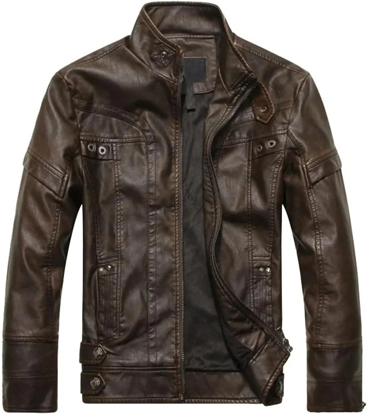Men's Leather Jacket Coat Male Classic Motorcycle Bike Cowboy Leather Jackets Fleece Thick Coats