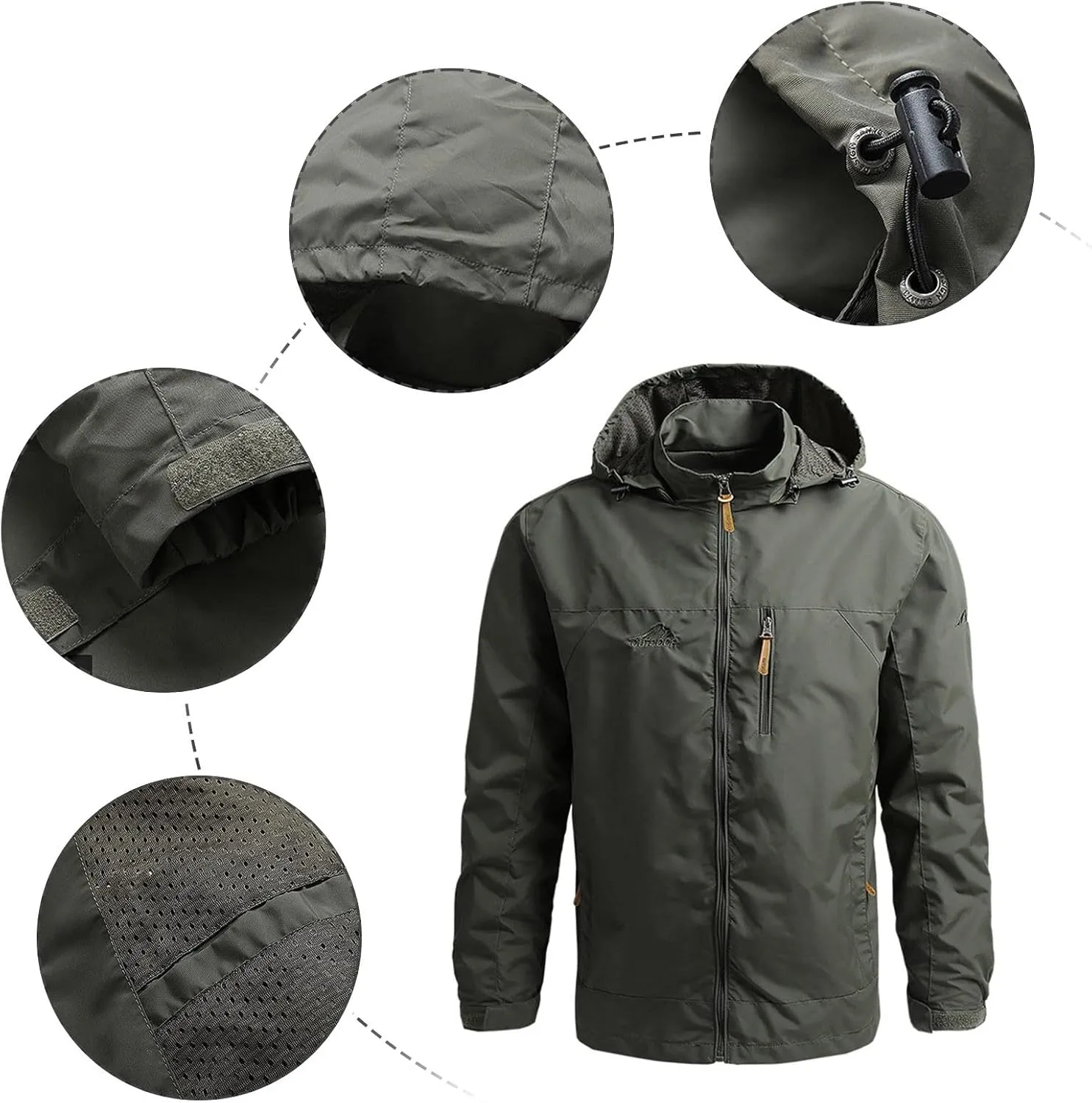 Men's Lightweight Softshell Jacket Warm Fleece Lined Windbreaker Waterproof Soft Shell Outdoor Hiking Overcoat 2023