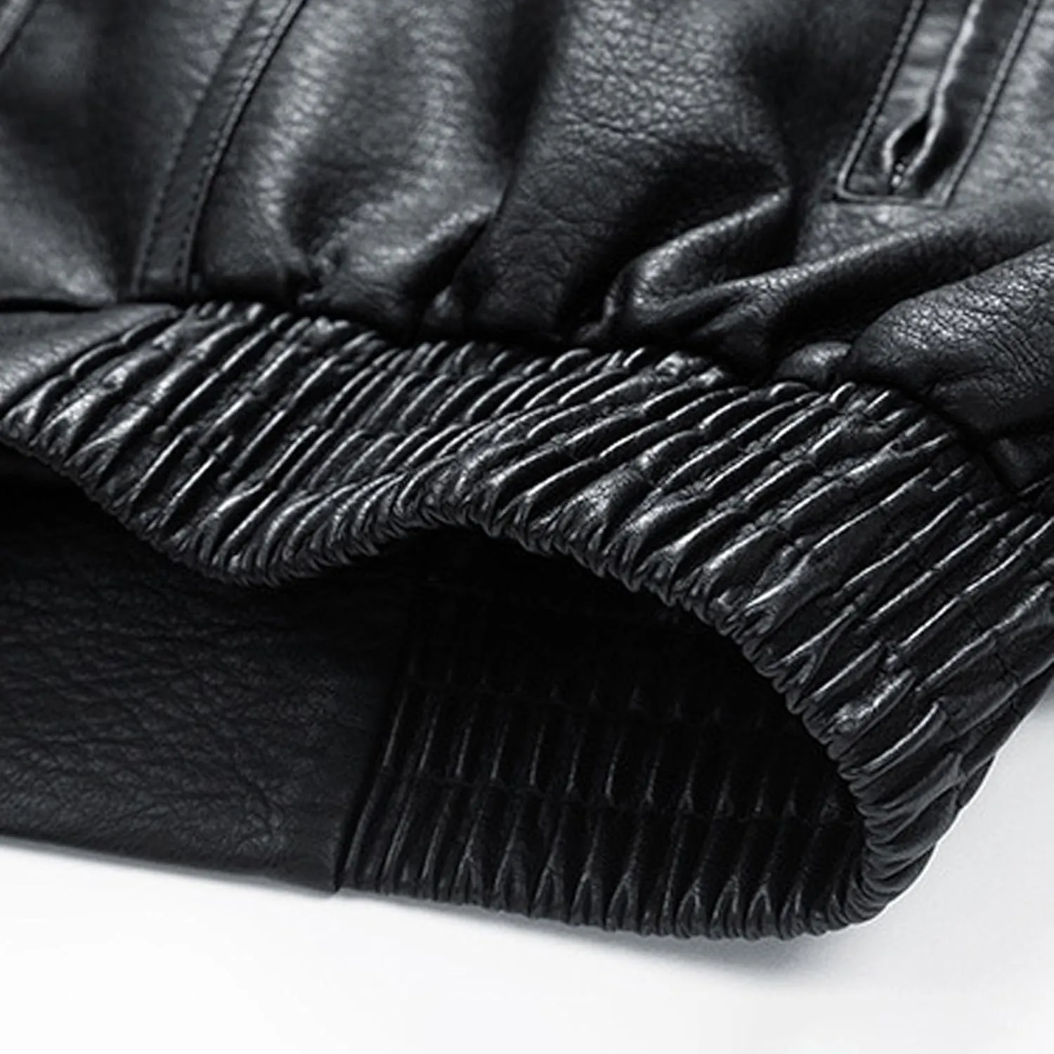 Men's Long Sleeve Biker Stand Collar Leather Jacket Motorcycle Lightweight Faux Leather Windproof Waterproof Outwear