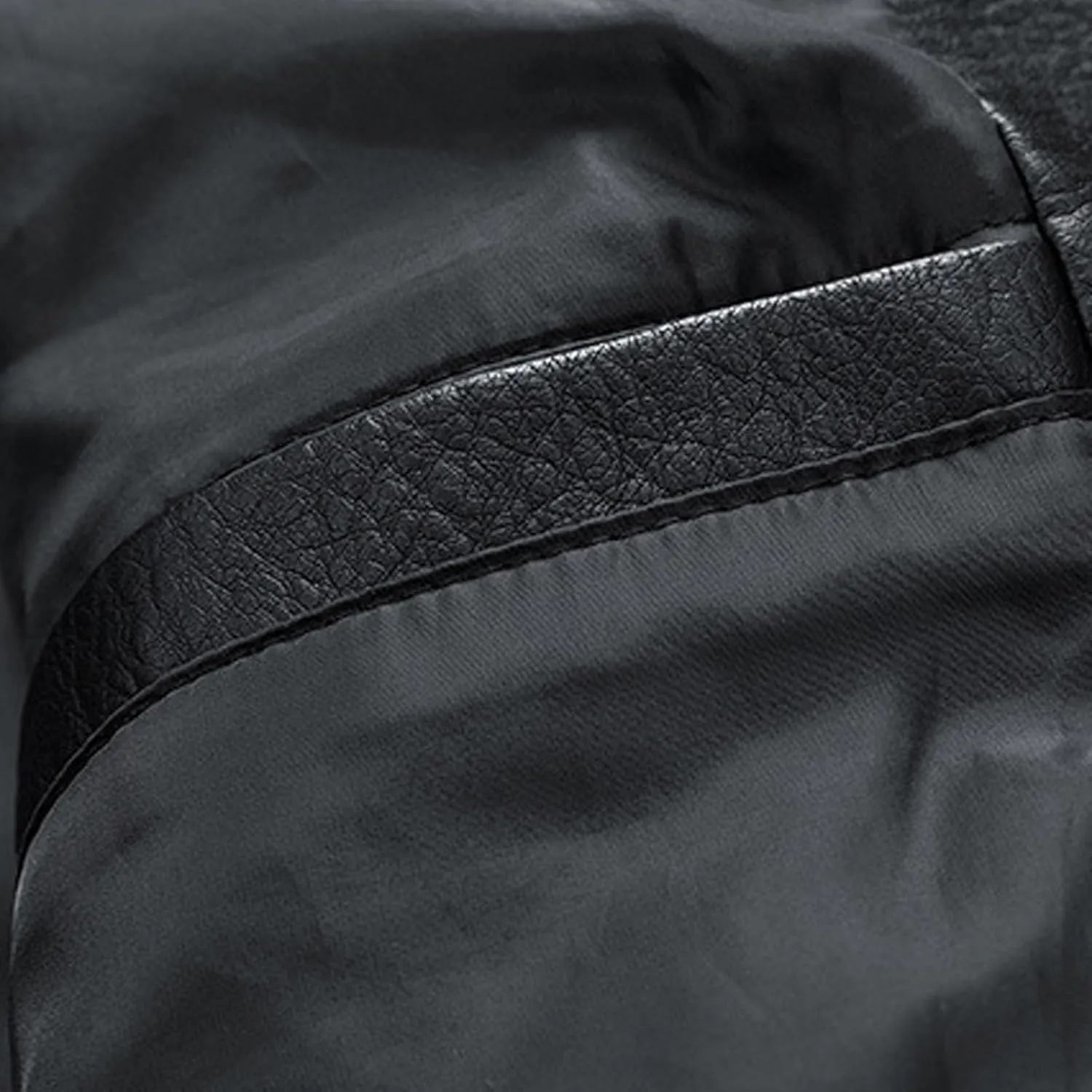 Men's Long Sleeve Biker Stand Collar Leather Jacket Motorcycle Lightweight Faux Leather Windproof Waterproof Outwear
