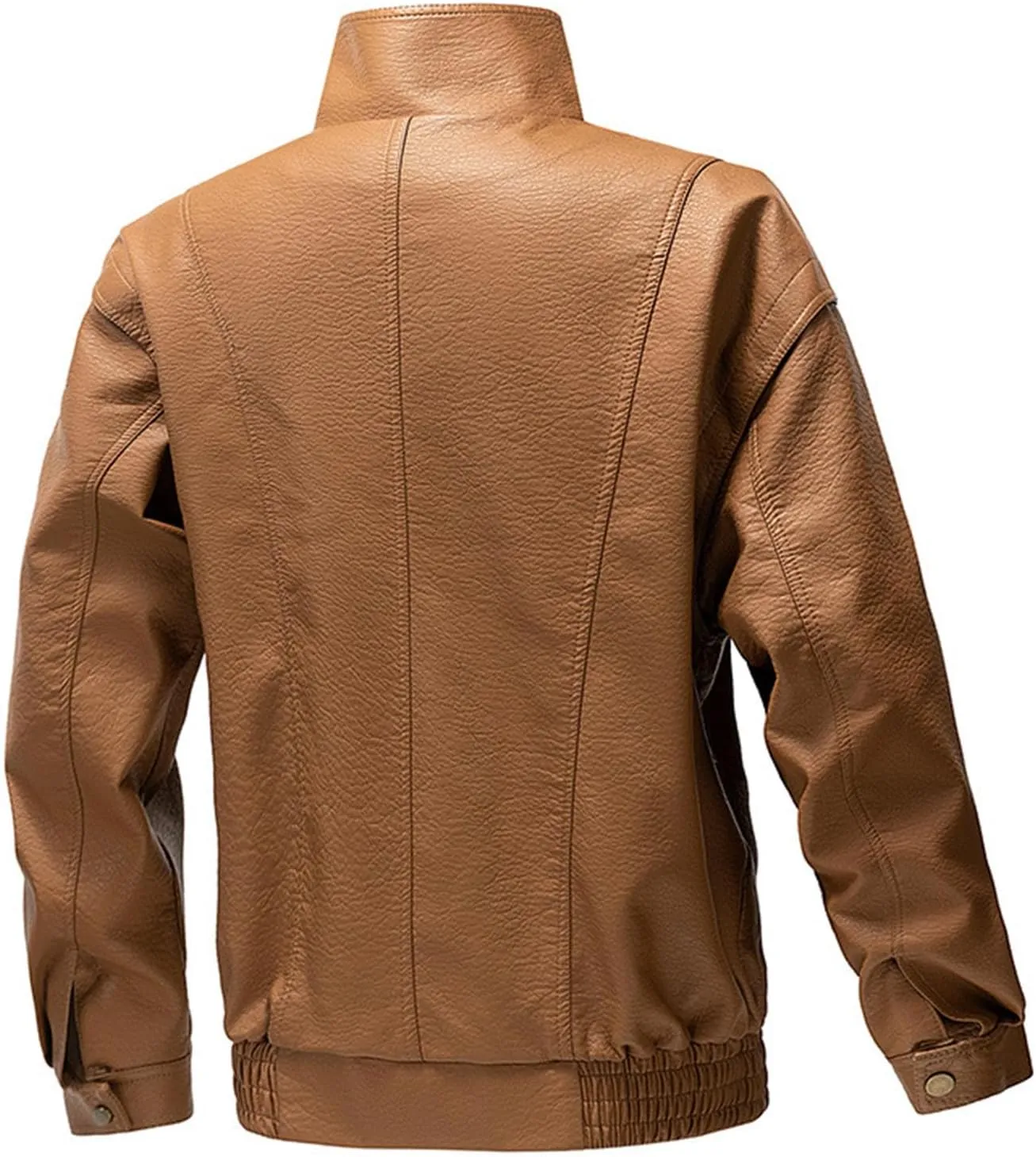 Men's Long Sleeve Biker Stand Collar Leather Jacket Motorcycle Lightweight Faux Leather Windproof Waterproof Outwear
