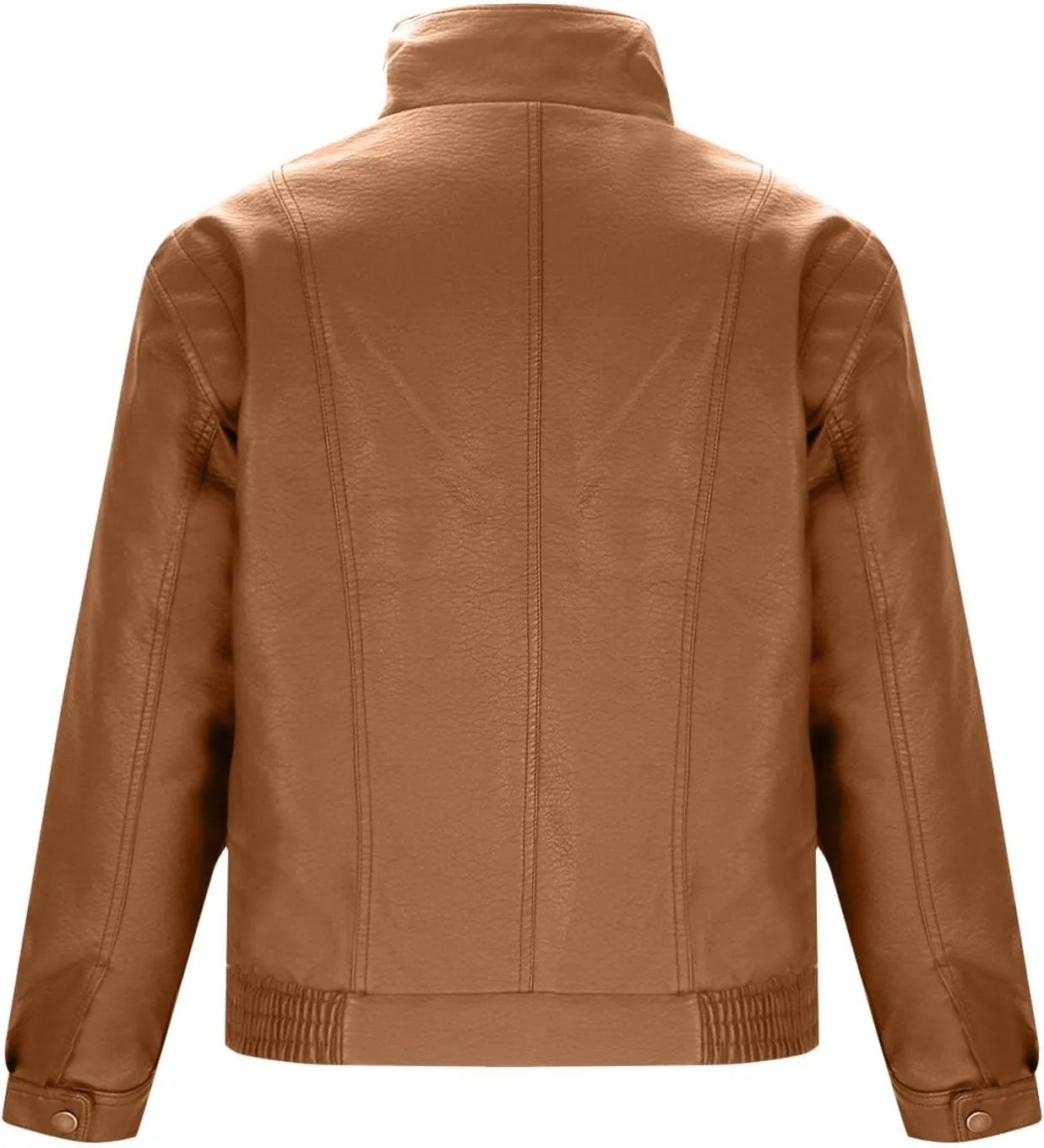 Men's Long Sleeve Biker Stand Collar Leather Jacket Motorcycle Lightweight Faux Leather Windproof Waterproof Outwear
