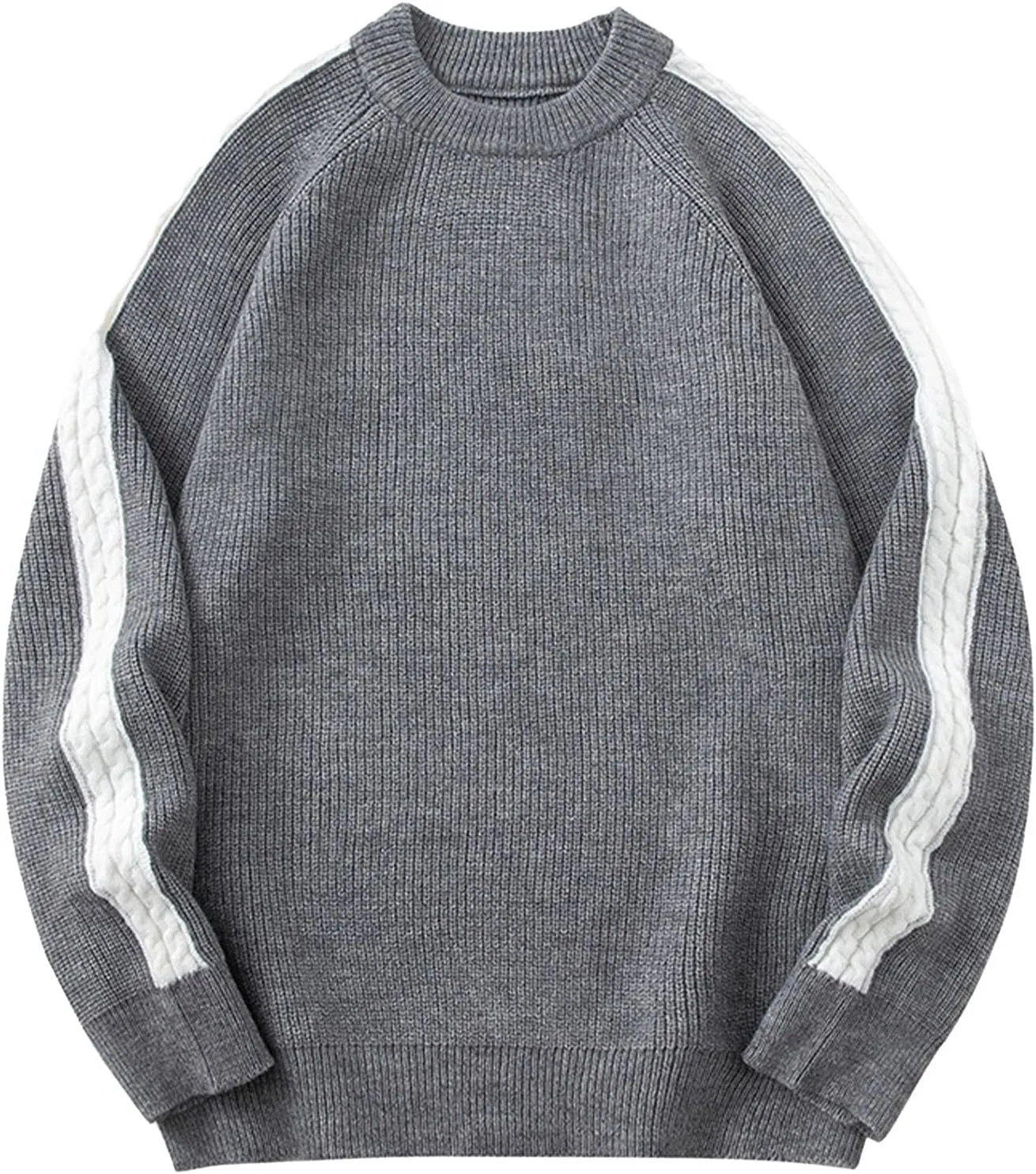 Men's Oversized Knitted Long Sleeve Crewneck Sweater Casual Drop Shoulder Knitwear Cozy Soft Classic Pullover Fall Winter Top