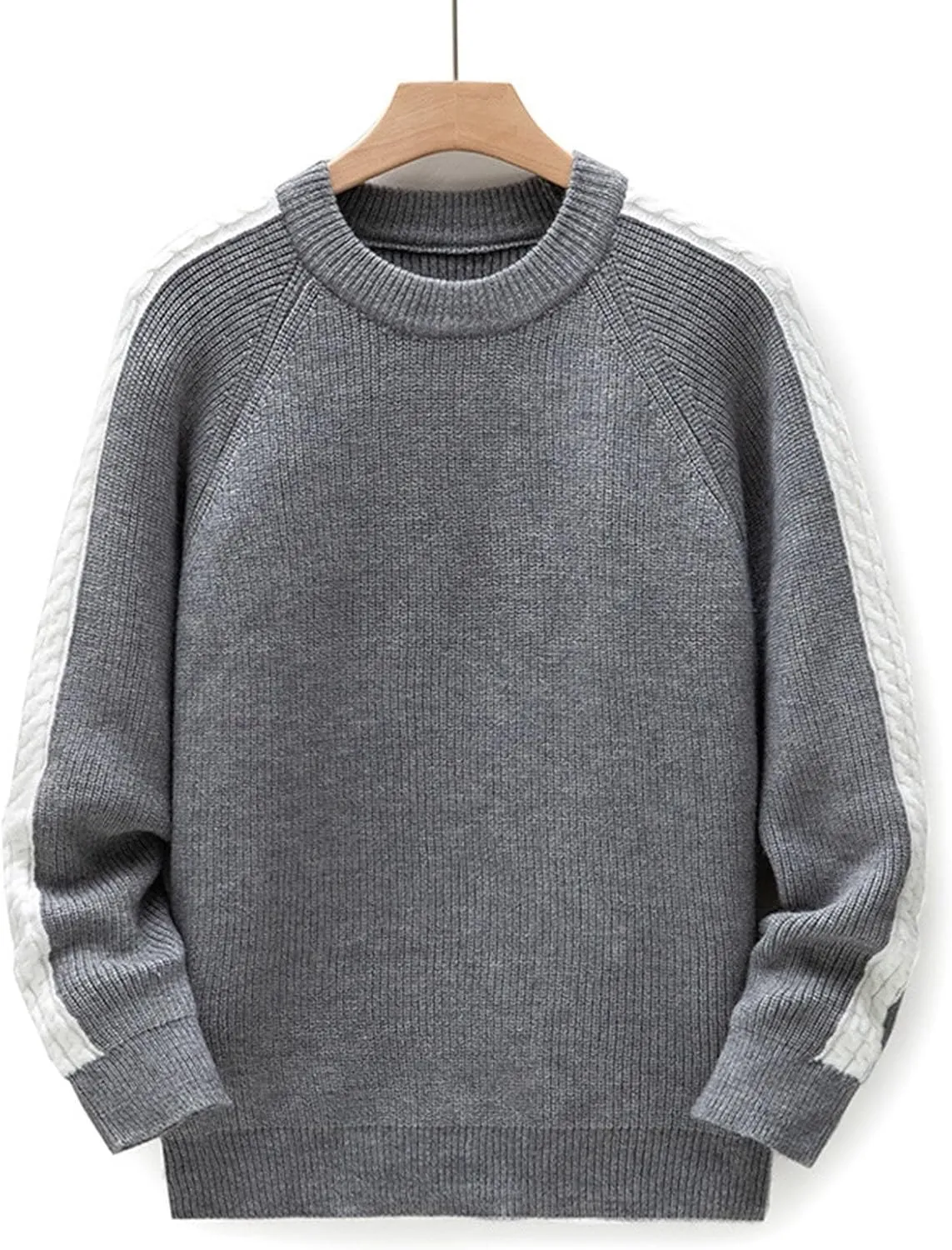 Men's Oversized Knitted Long Sleeve Crewneck Sweater Casual Drop Shoulder Knitwear Cozy Soft Classic Pullover Fall Winter Top