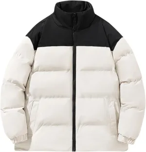 Men's Puffer Jackets Lightweight Warm Windproof Coat Winter Water-Repellent Windbreaker Stand Collar Quilted Jacket