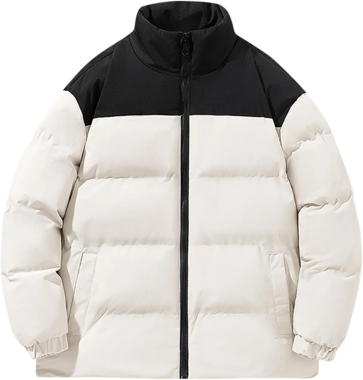 Men's Puffer Jackets Lightweight Warm Windproof Coat Winter Water-Repellent Windbreaker Stand Collar Quilted Jacket