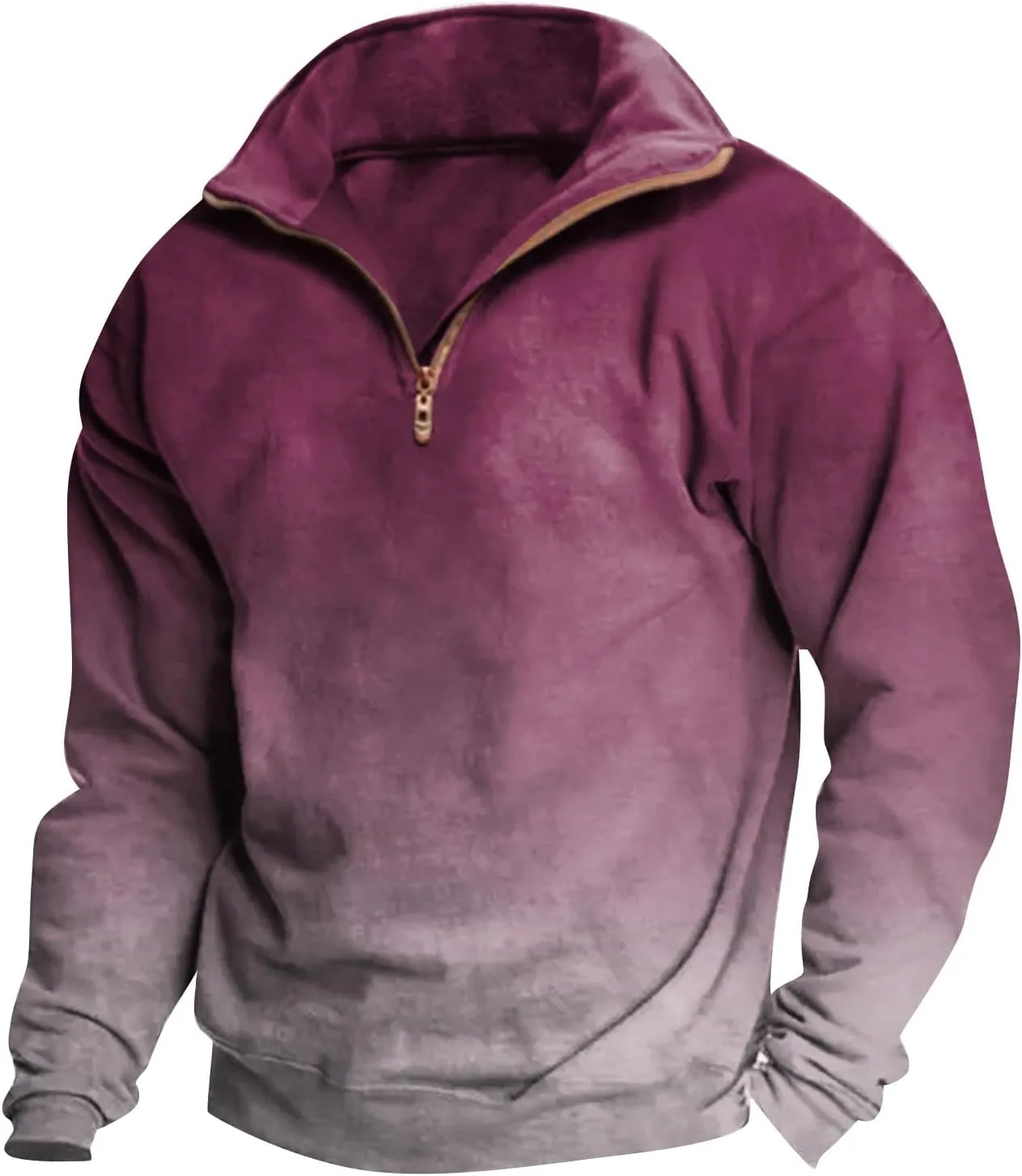 Men's Quarter Zip Casual Comfort Golf Running Sweater Lightweight Soft Pullover Collar Sweatshirt