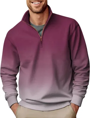 Men's Quarter Zip Casual Comfort Golf Running Sweater Lightweight Soft Pullover Collar Sweatshirt