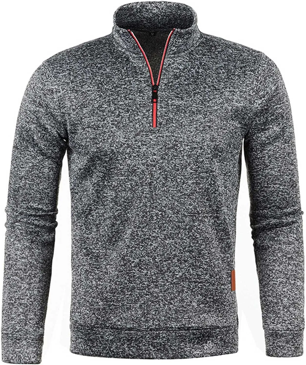 Men's Quarter Zip Thermal Fleece Lined Sweater,Winter Lightweight Soft Pullover Outdoor Athletic Lapel Sweatshirt