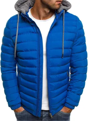 Men's Quilted Hooded Jacket Fashion Cotton Padded Soft Jacket 2024 Winter Trendy Warm Thicken Slim Fit Coat