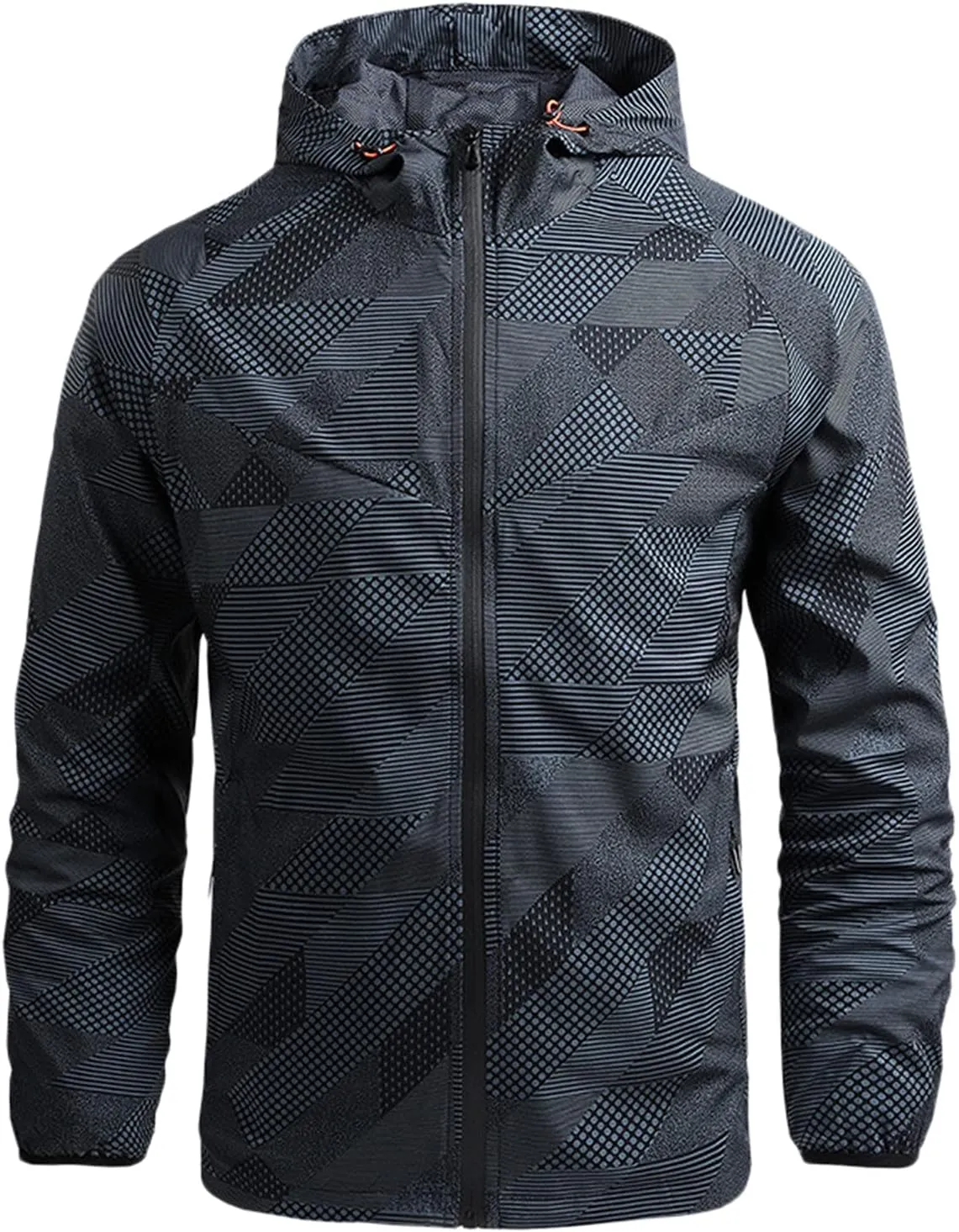 Men's Rain Jacket Soft Shell Waterproof Lightweight Packable Rain Shell Raincoat with Hood for Golf Hiking Travel