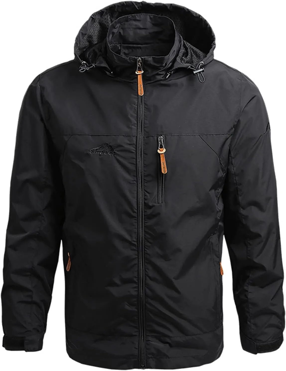 Mens Rain Jacket Zip Jacket With Hood Lightweight Windbreaker Waterproof Raincoat Outdoor Sportswear,M-5XL