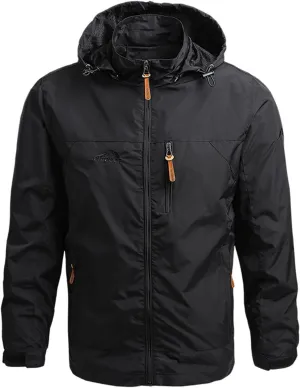 Mens Rain Jacket Zip Jacket With Hood Lightweight Windbreaker Waterproof Raincoat Outdoor Sportswear,M-5XL