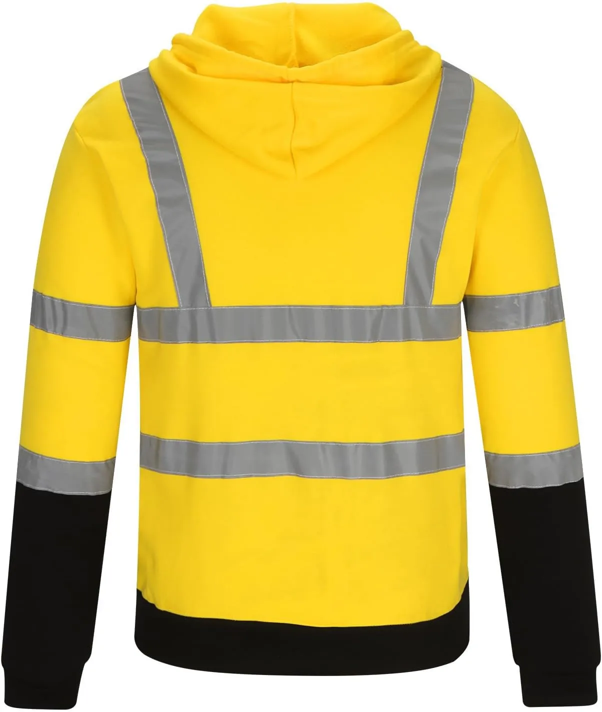 Mens Safety Fleece Hoodie Jacket High Visibility Full Zip Sweatshirt Reflective Work Utility Hooded Tops with Pocket