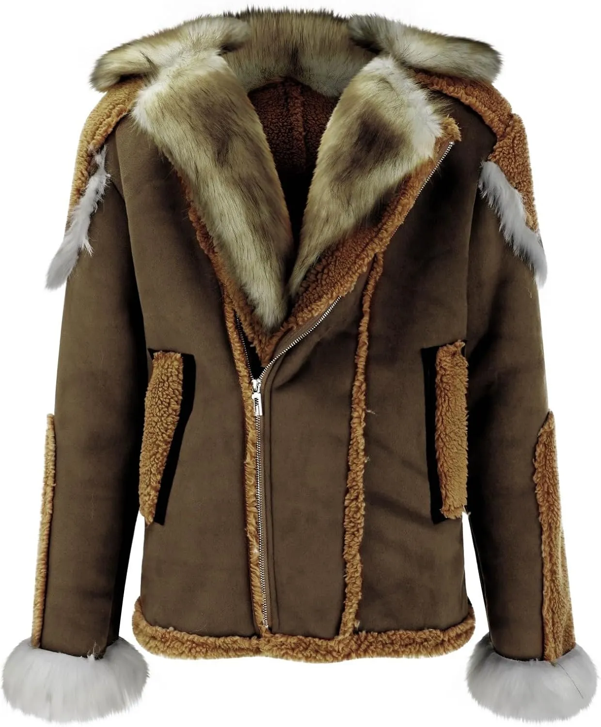 Mens Sherpa Lined Bomber Jacket with Fur Collar Heavyweight Bomber Jackets Big and Tall Warm Winter Coat Thick Parka
