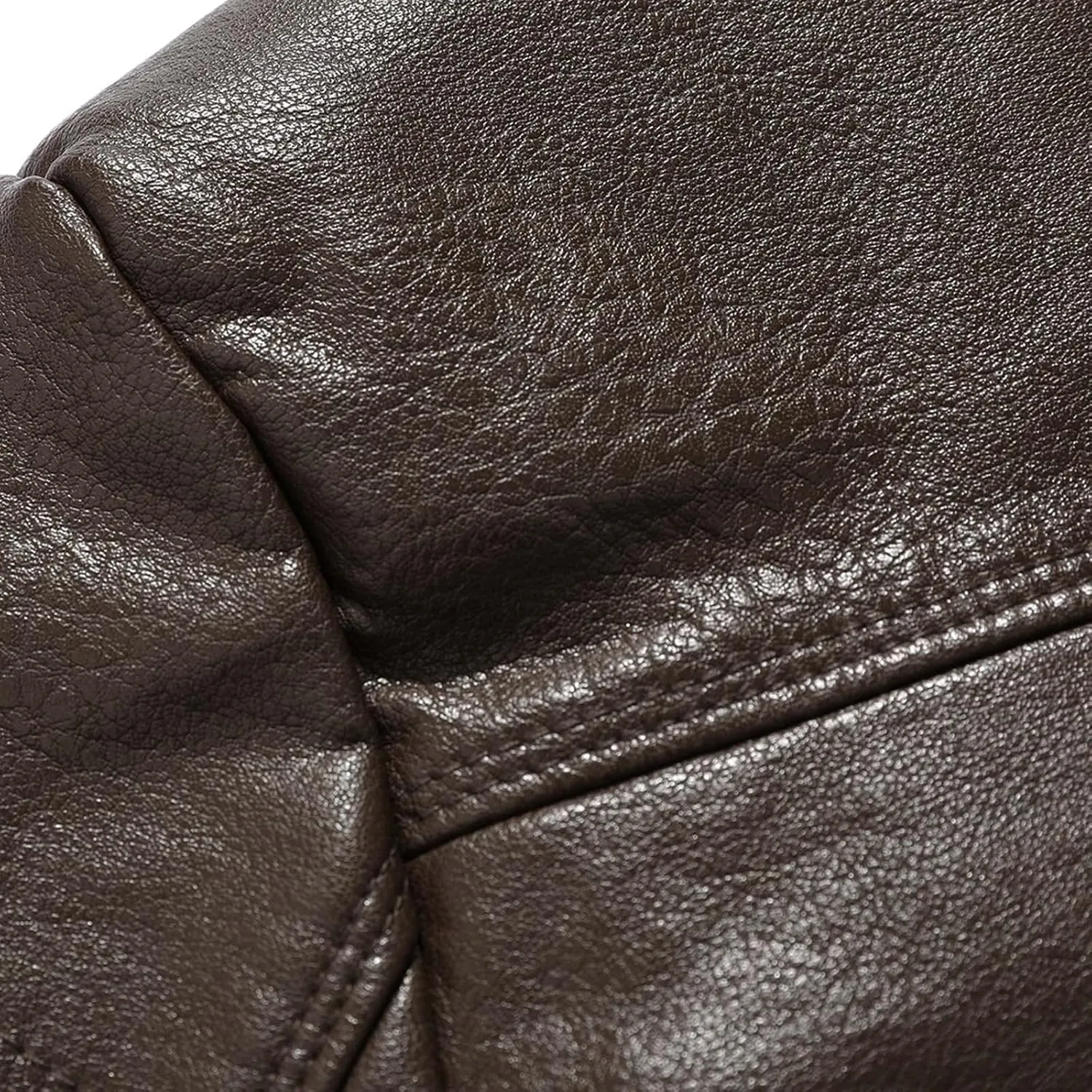 Men's Sherpa Lined Jacket Thicken Faux Leather Turndown Long Sleeve Leather Coat Winter Heavyweight Plush Trench