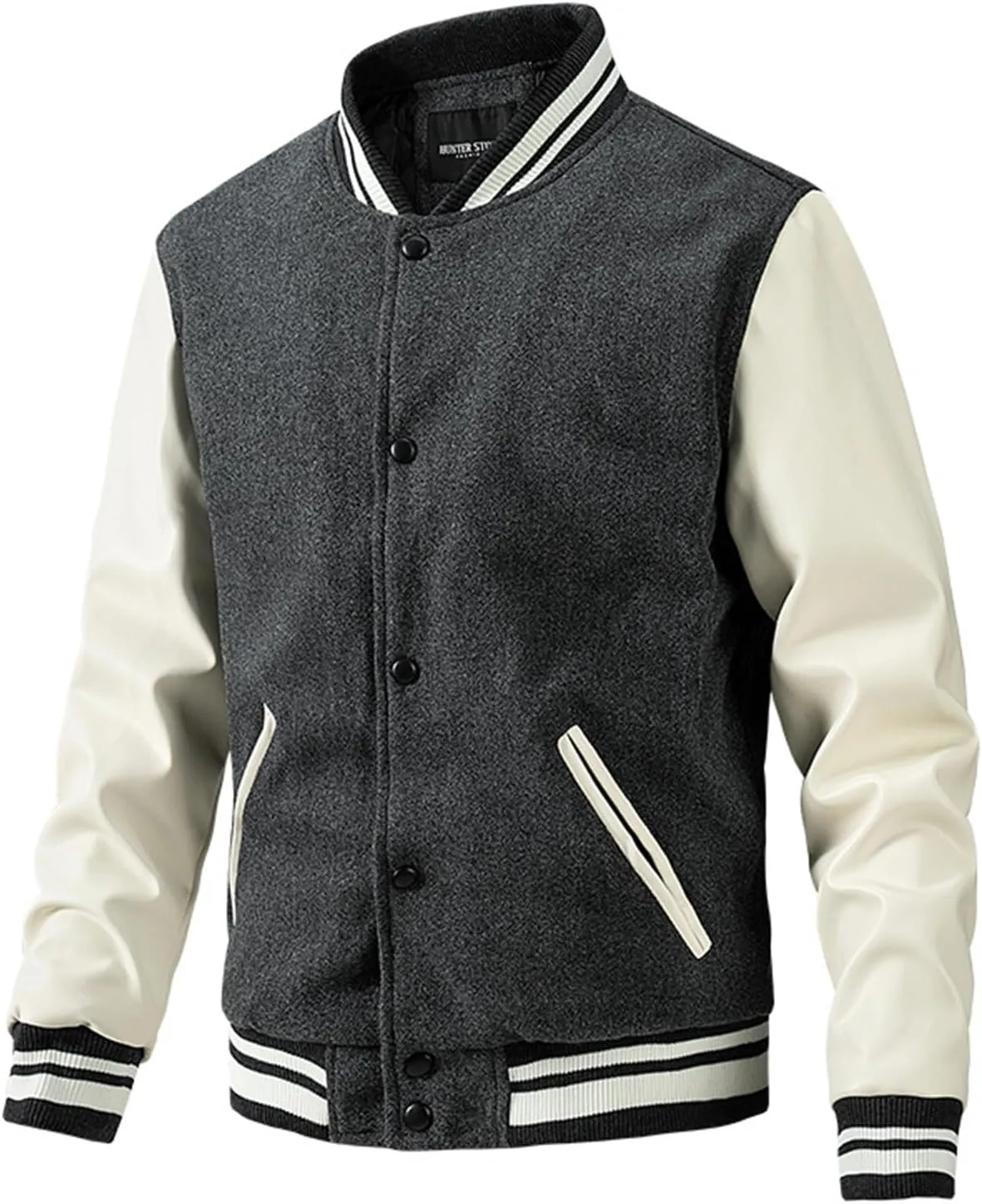 Mens Slim Fit Cotton Varsity Baseball Bomber Jacket, Casual Letterman Jacket for Boys and Men