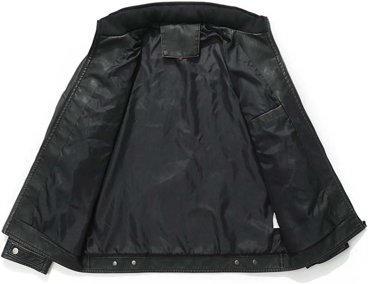 Mens Slim Fit Faux Leather Jacket Zip Up Windbreaker PU Leather Jackets Racer Motorcycle Biker Jacket with Pocket
