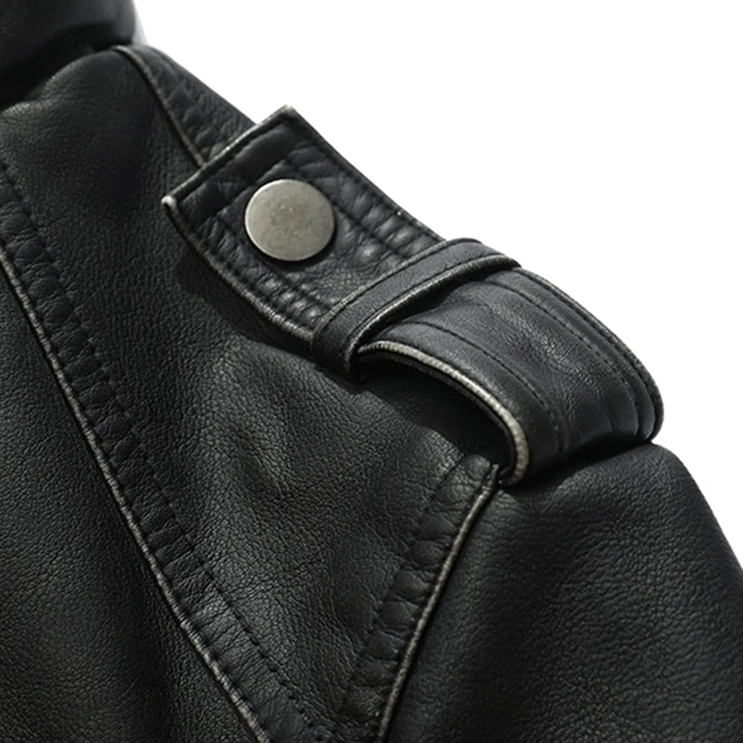 Mens Slim Fit Faux Leather Jacket Zip Up Windbreaker PU Leather Jackets Racer Motorcycle Biker Jacket with Pocket