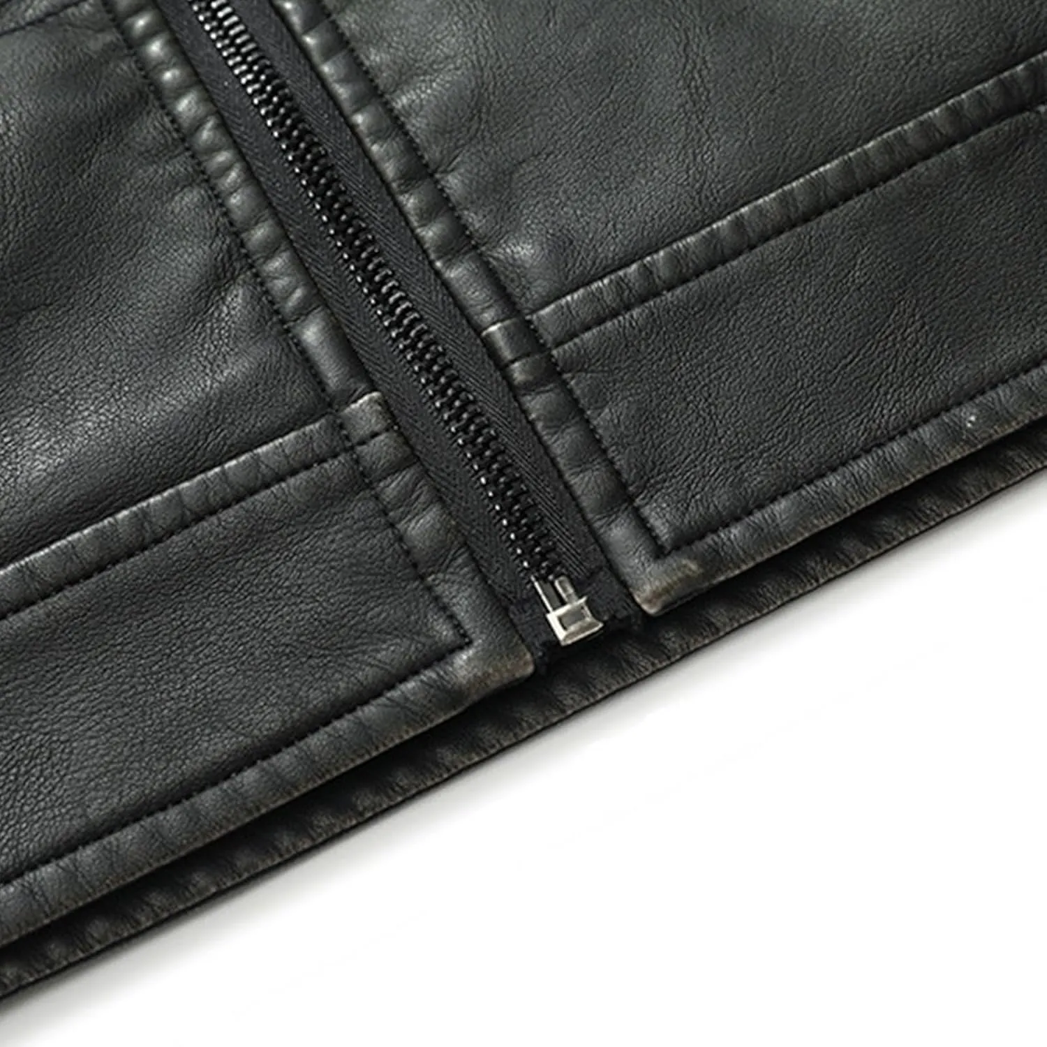 Mens Slim Fit Faux Leather Jacket Zip Up Windbreaker PU Leather Jackets Racer Motorcycle Biker Jacket with Pocket