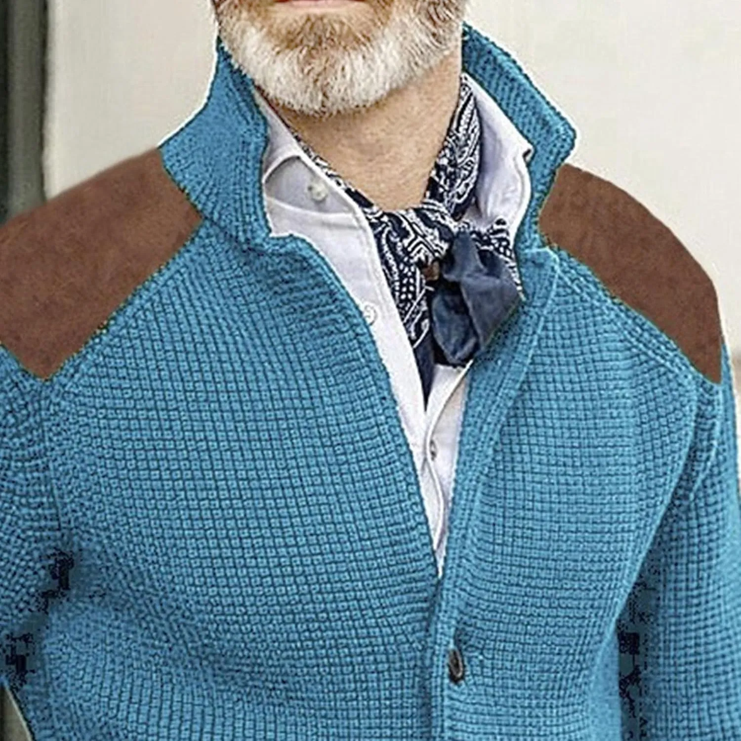 Mens Stand Collar Cardigan Sweaters Knit Textured Sweater Button Down Cardigans