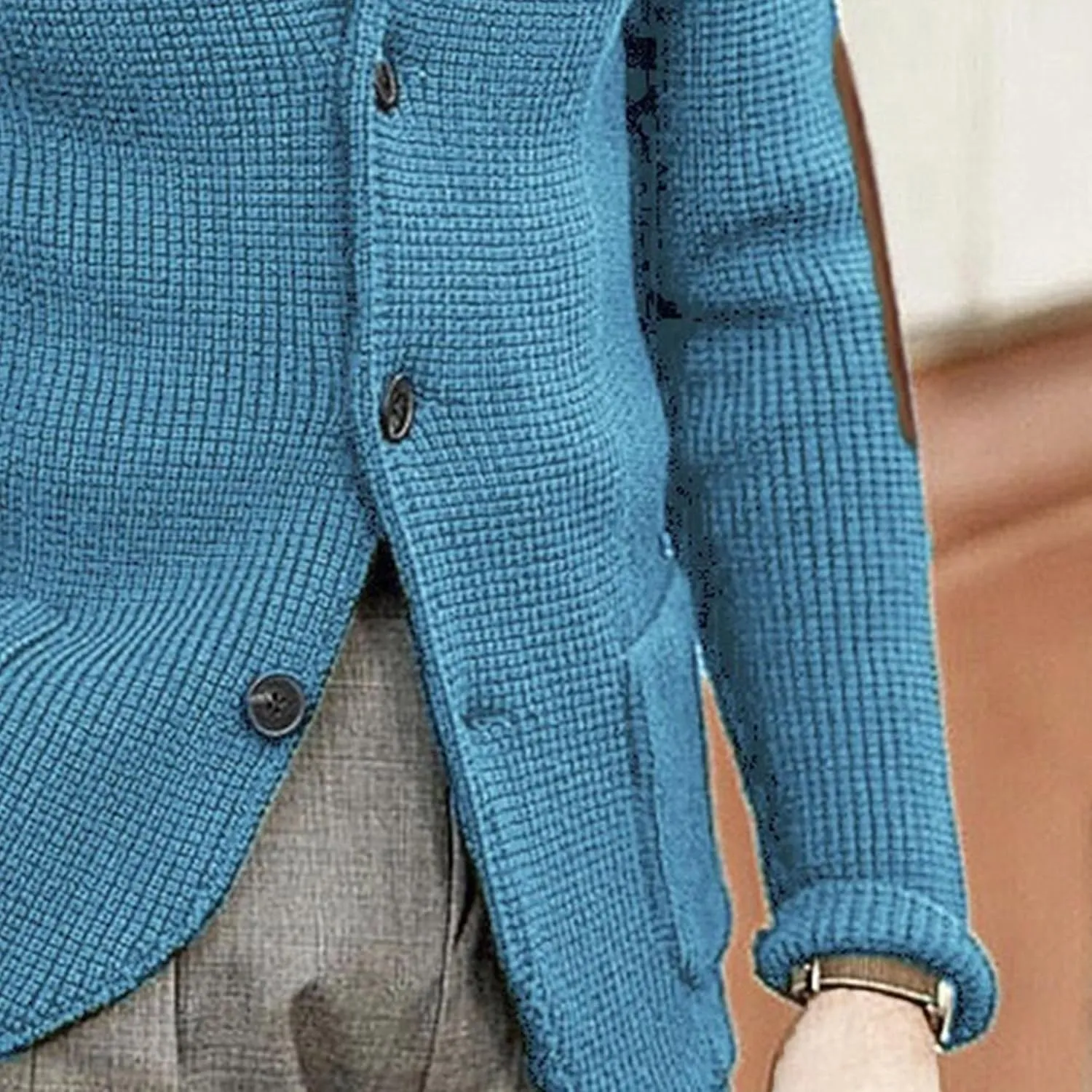 Mens Stand Collar Cardigan Sweaters Knit Textured Sweater Button Down Cardigans