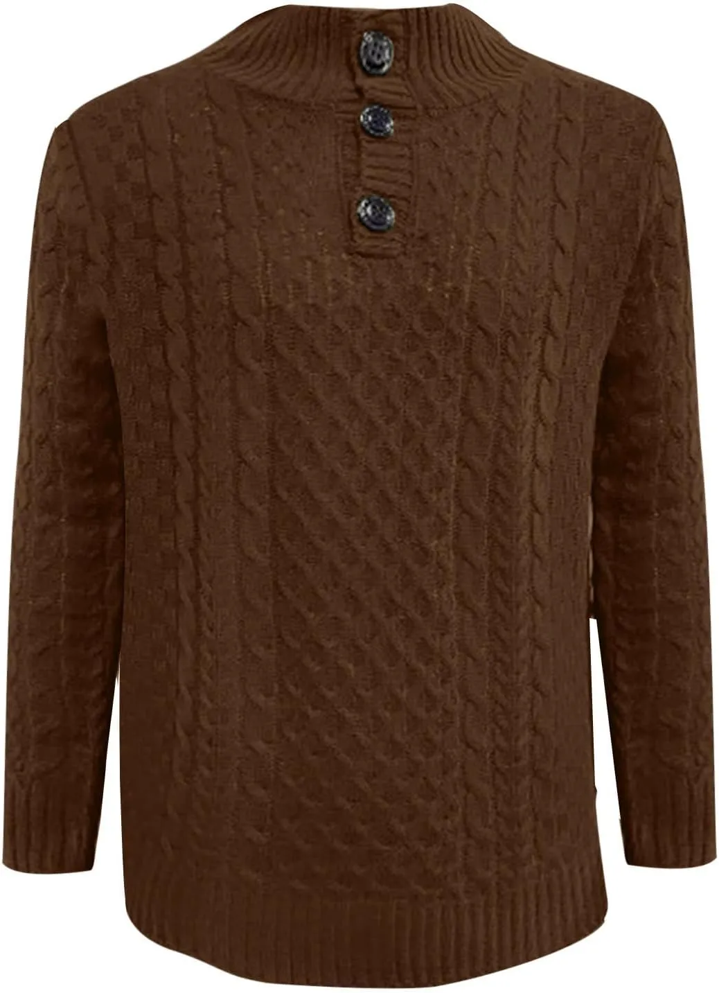 Mens Stand Collar Pullover Sweater Cable Knitted Chunky Fall Winter Fashion Buttons Twisted Thermal Cashmere Sweaters