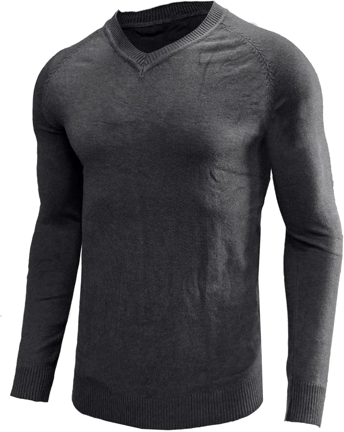 Mens Stretch Cotton V Neck Thermal Sweaters Lightweight Slim Fit Soft Merino Wool Classic Work Pullover Sweaters
