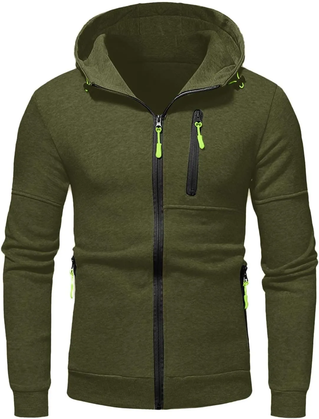 Mens Sweater Winter Top Blouse Slim Casual Solid Soft Top Coat Long Sleeve Hooded Sweatshirt Top Jacket Zip Up Plain