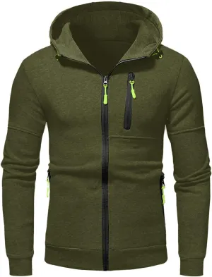 Mens Sweater Winter Top Blouse Slim Casual Solid Soft Top Coat Long Sleeve Hooded Sweatshirt Top Jacket Zip Up Plain