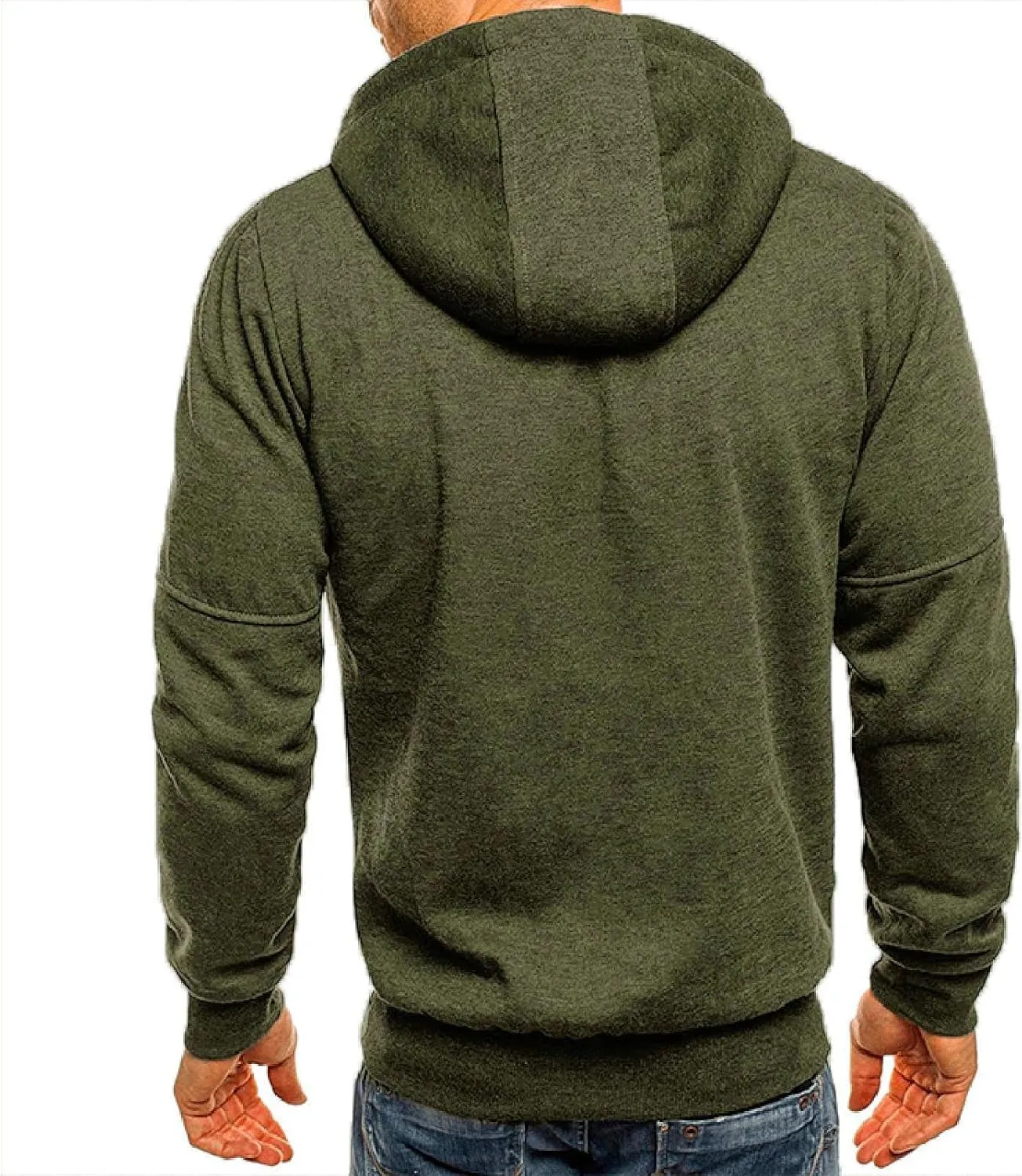 Mens Sweater Winter Top Blouse Slim Casual Solid Soft Top Coat Long Sleeve Hooded Sweatshirt Top Jacket Zip Up Plain