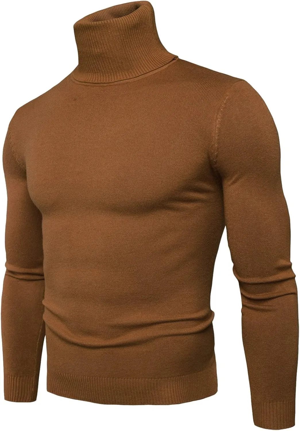 Mens Sweaters Casual Solid Soft Turtleneck Sweater Flexibility Solid Color Close Fitting Top Slim Sweater Black