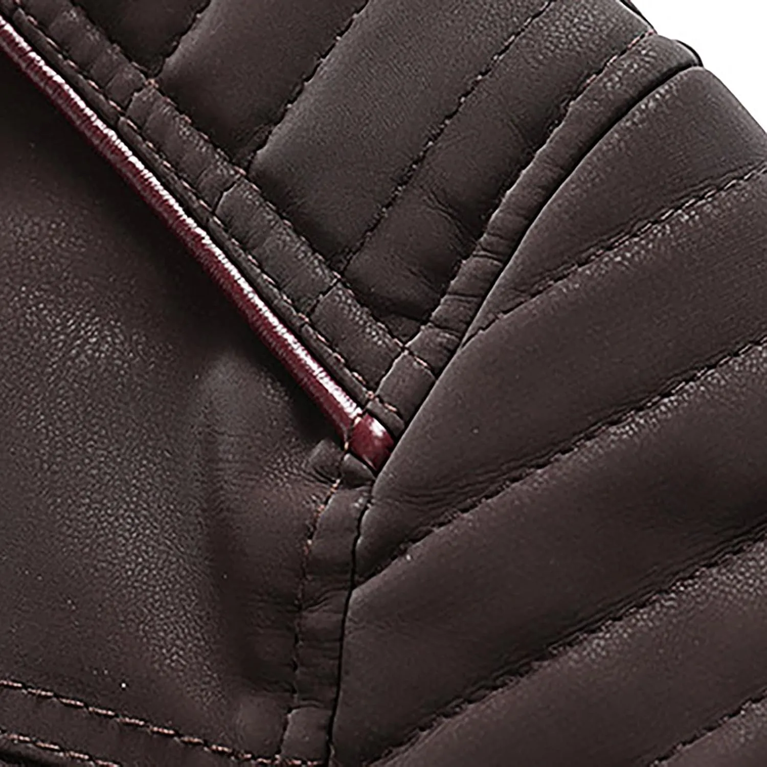 Mens Vintage Faux Leather Jacket PU Leather Motorcycle Jacket Zipper Racer Biker Coat with Multi-Pockets