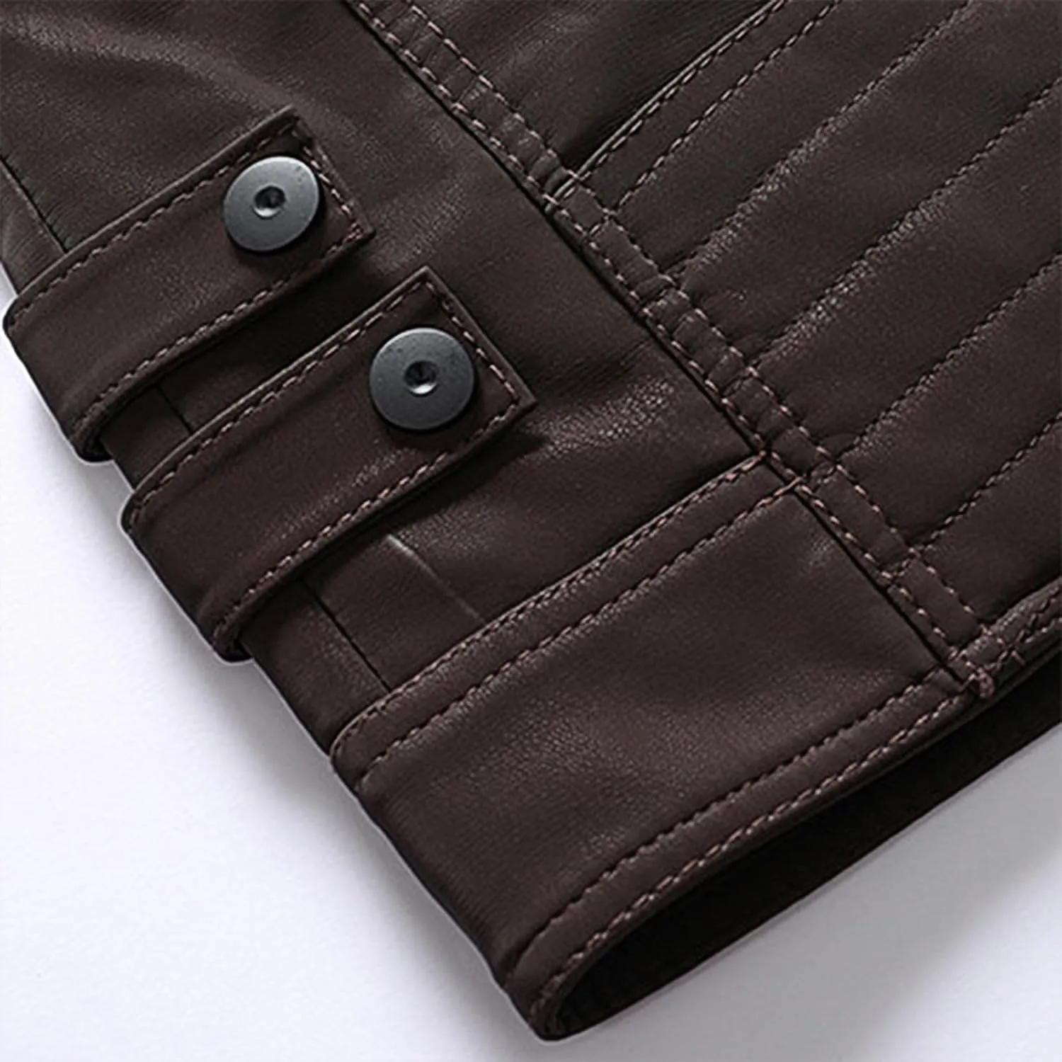 Mens Vintage Faux Leather Jacket PU Leather Motorcycle Jacket Zipper Racer Biker Coat with Multi-Pockets