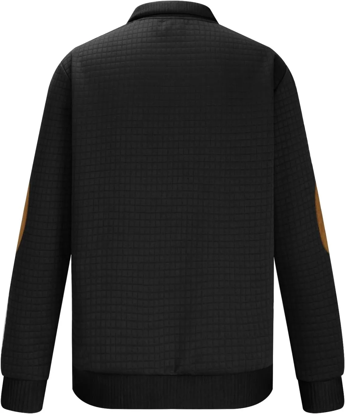 Men's Waffle Knitted Pullover Tops Patchwork Long Sleeve Sweatshirts Button V Neck Stand-Up Collar Loose Tops
