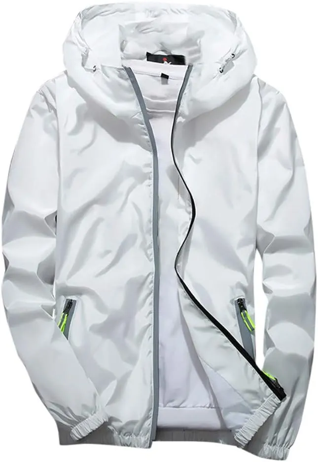 Men's Wind Breaker Jackets Rain Jacket Windbreaker Lightweight Shell Raincoat With Hood For Golf, M-7XL