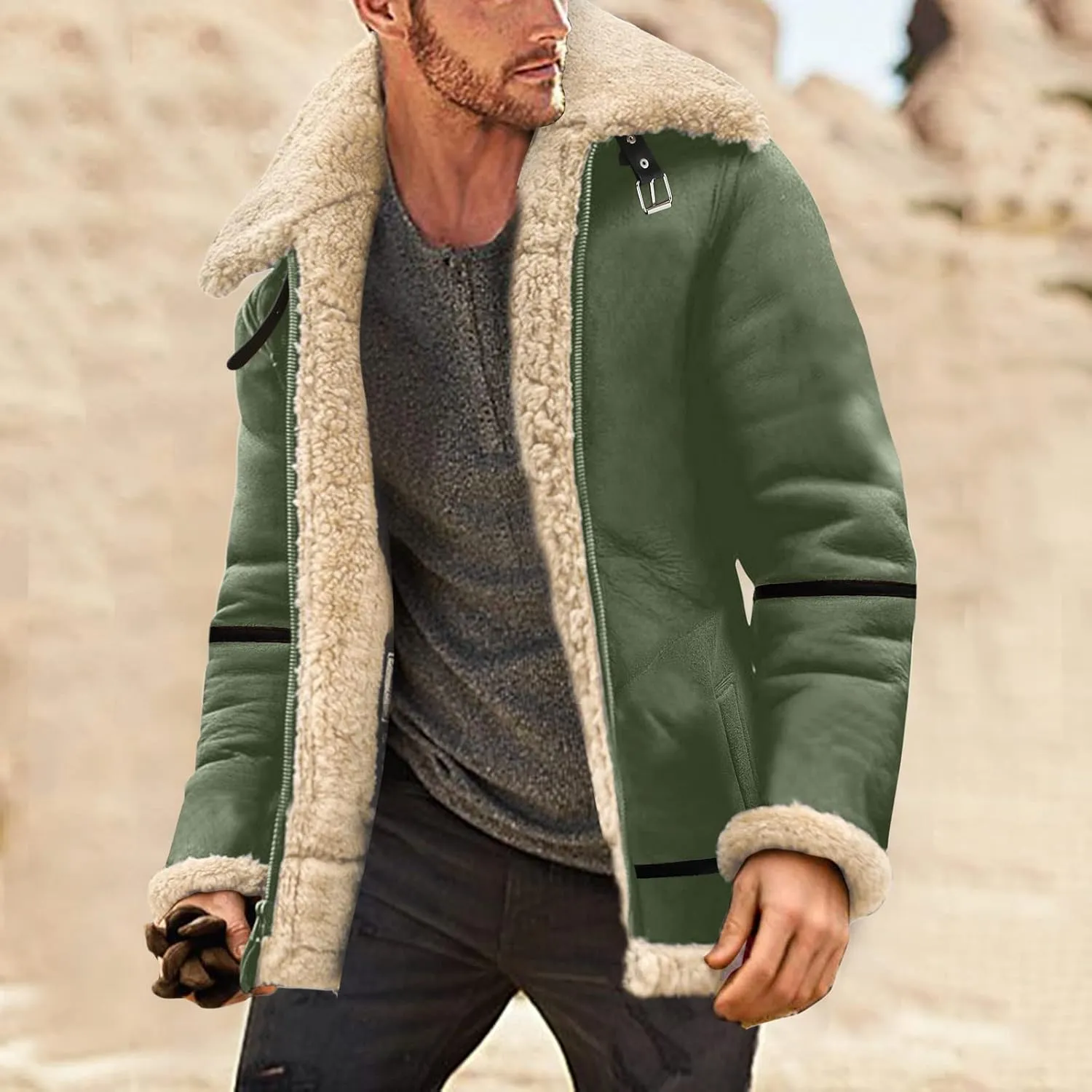 Men's Winter Jacket Windproof Coat Leisure Plus Size Hat Zip Pocket Cotton-Padded Warm Soft Hooded Jacket Coats