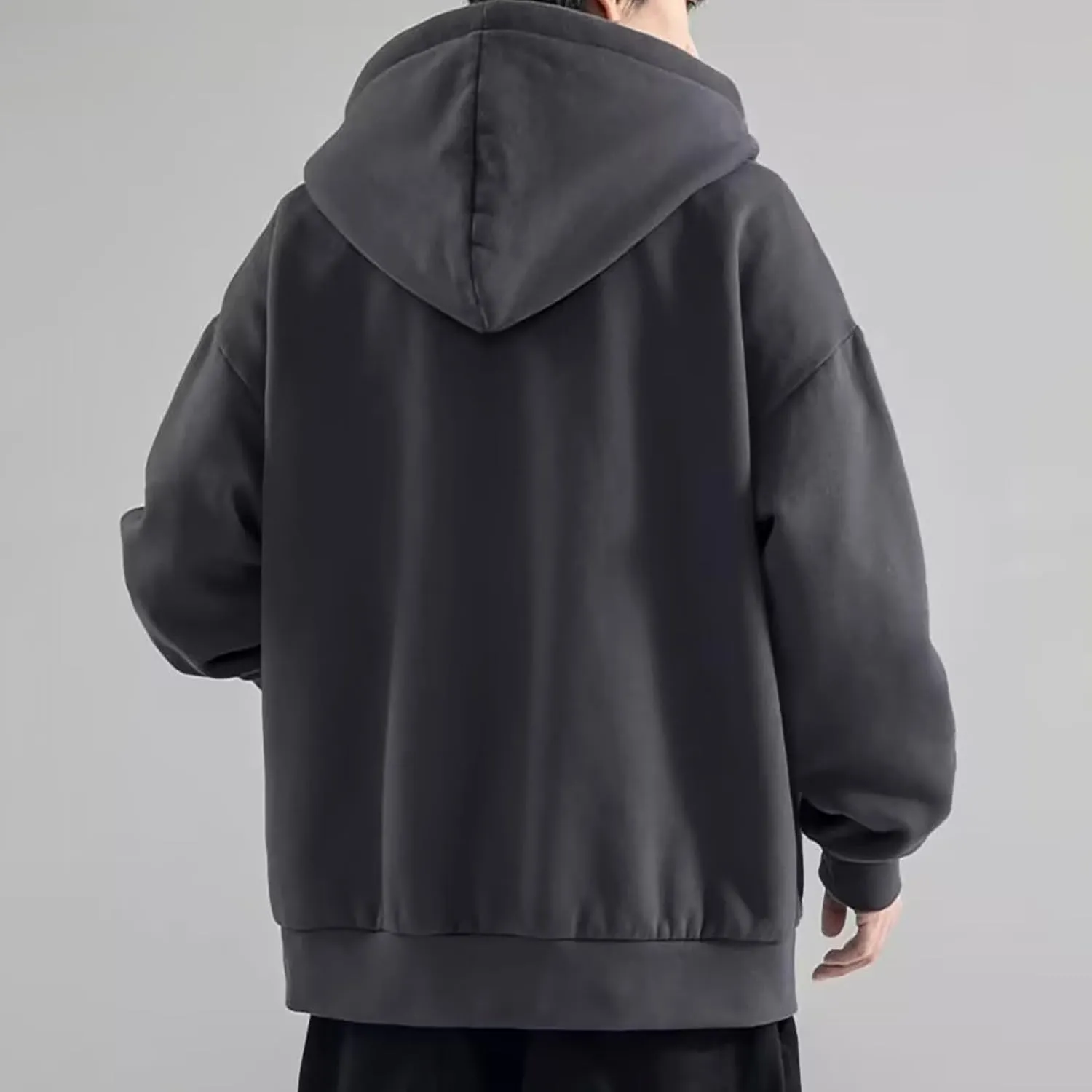 Men's Zip Up Hoodie Loose Fit Long Sleeve Sweatshirts Full Zip Drawstring Casual Lightweight Jacket With Pockets