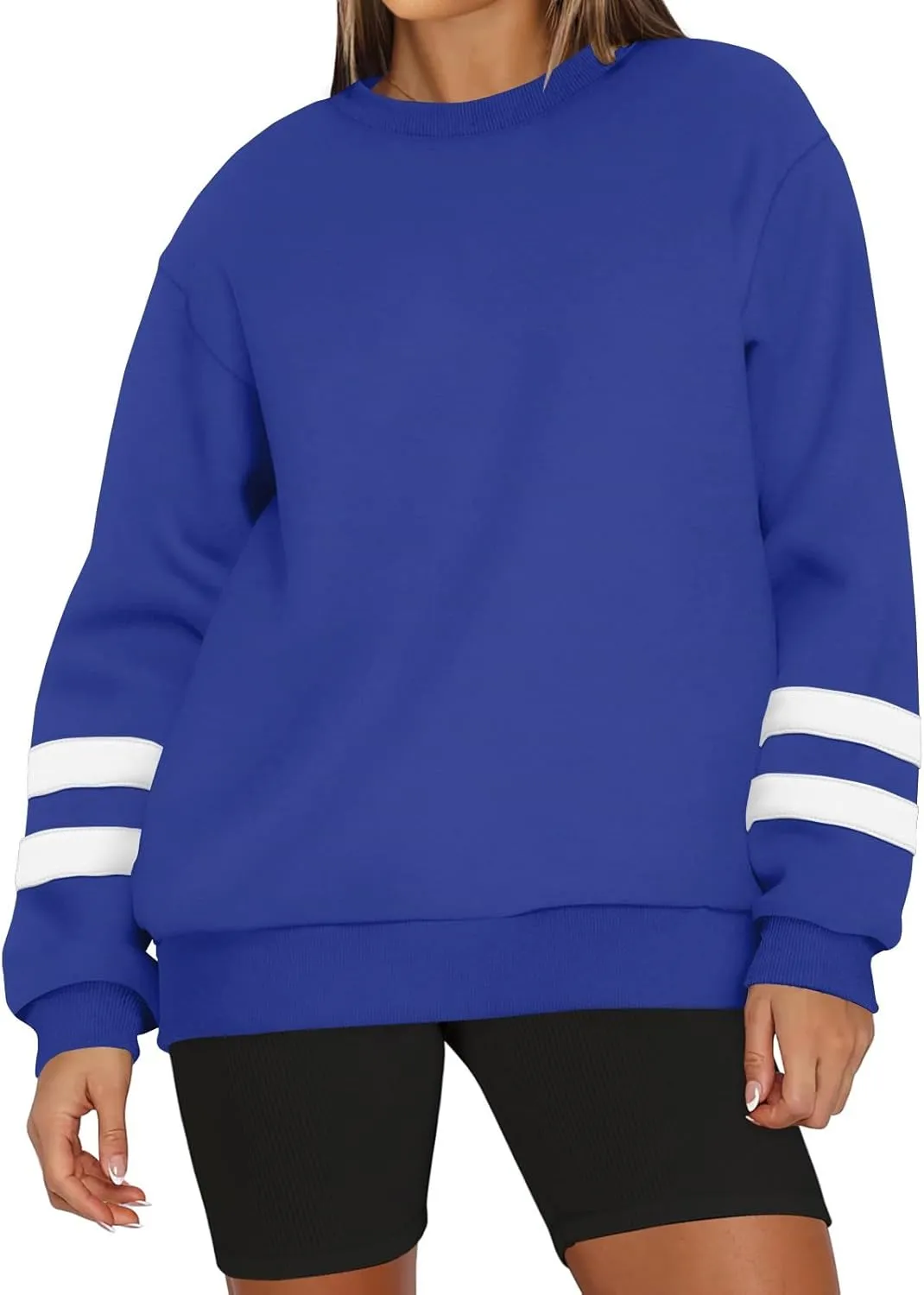 midelxp Womens Plus Size Sweatshirts Color Block Oversized Crewneck Sweatshirts Winter Warm Fleece Pullover Cute Fall Outfits