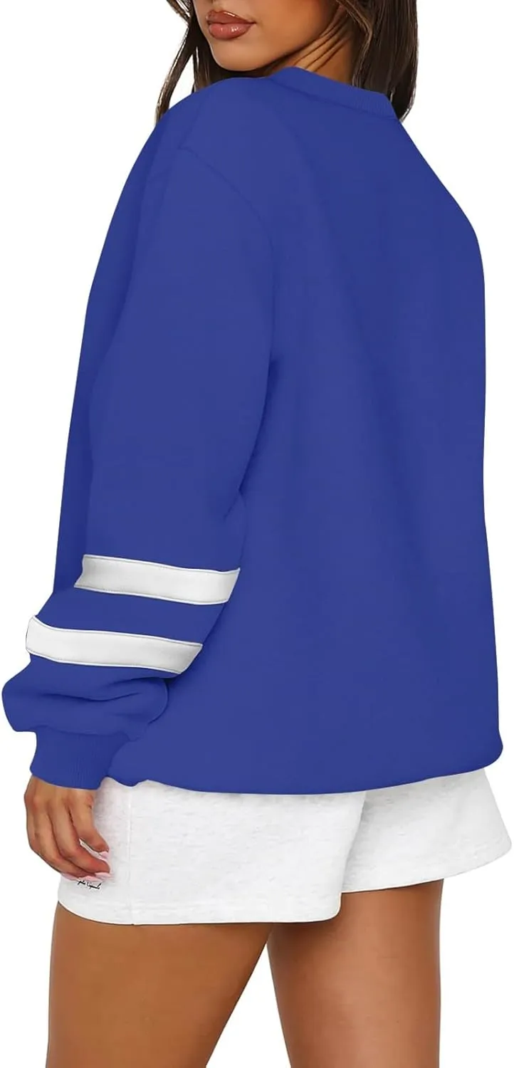 midelxp Womens Plus Size Sweatshirts Color Block Oversized Crewneck Sweatshirts Winter Warm Fleece Pullover Cute Fall Outfits