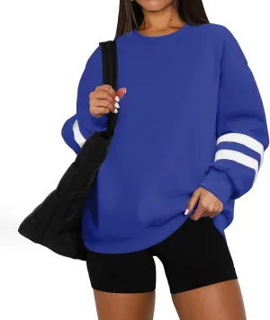 midelxp Womens Plus Size Sweatshirts Color Block Oversized Crewneck Sweatshirts Winter Warm Fleece Pullover Cute Fall Outfits