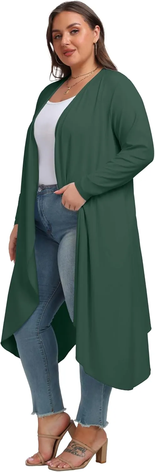OLRIK Plus Size Cardigan for Women Trendy Lightweight Fall Clothes Long Duster Cardigans for Women with Pockets